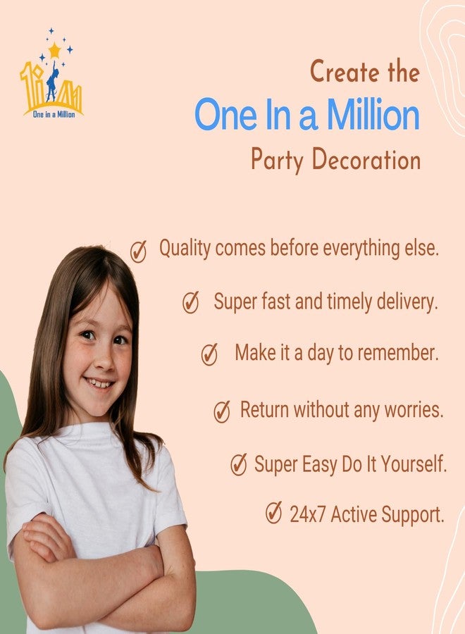 1iAM Birthday/First birthday decoration combo with Orange-Blue balloons,Golden banner(73pcs) - Image 5